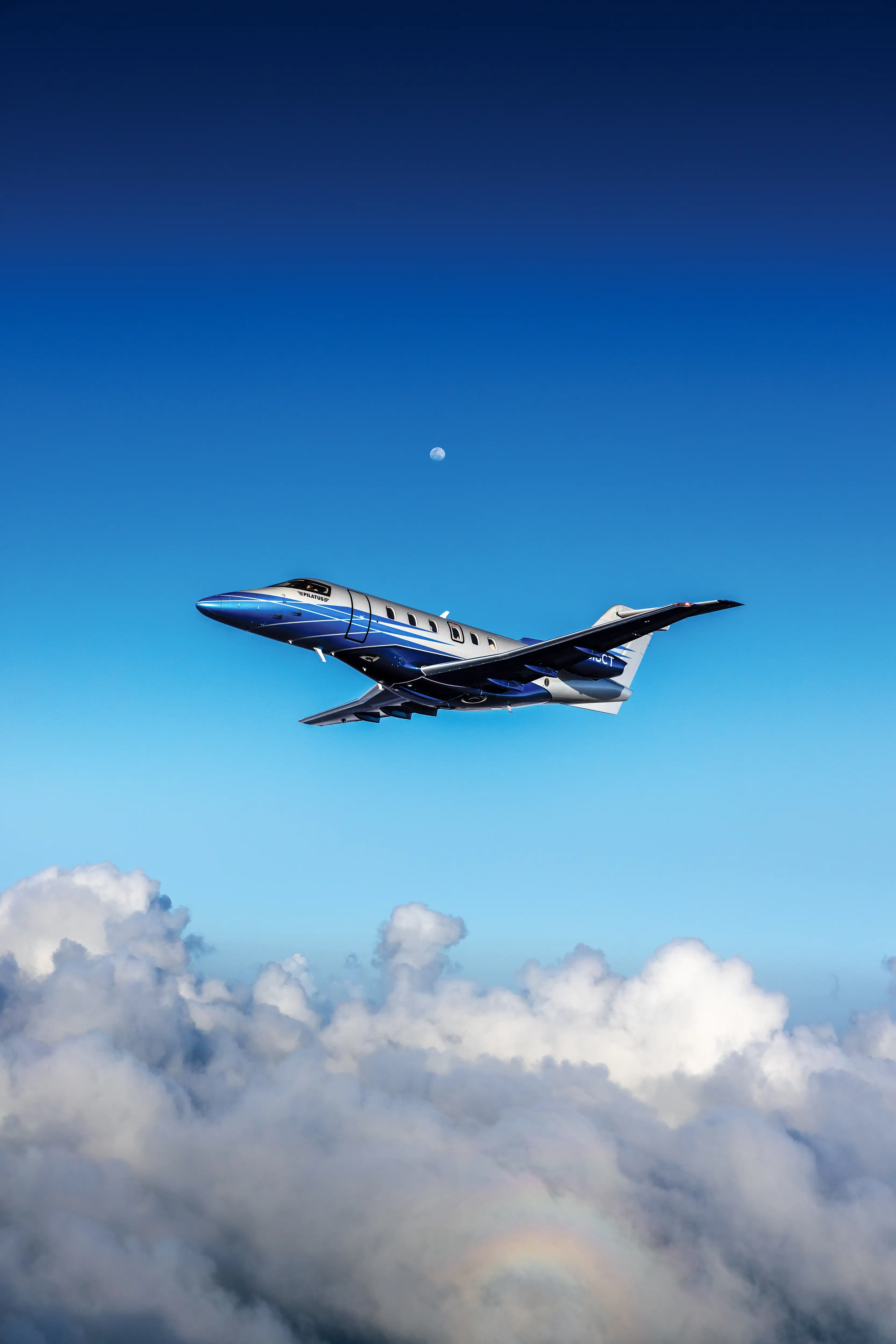 Business jet on tarmac at twilight